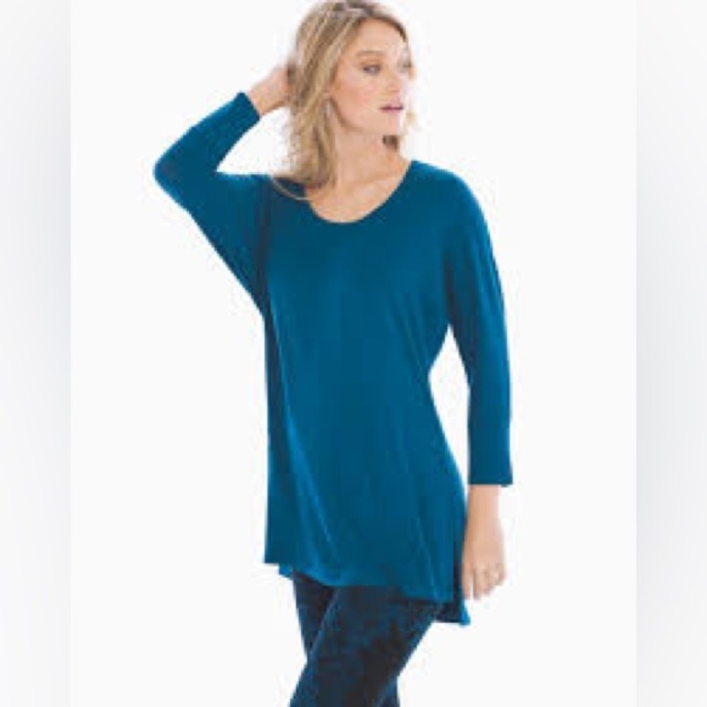 Soma XL Cool Nights Teal Tunic Top Pyjama Shirt 3/4 Sleeve Scoop Neck Loungewear